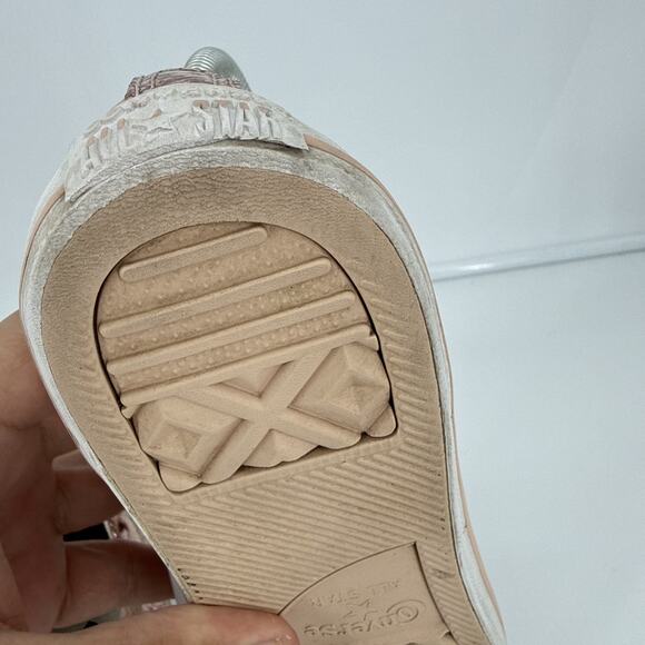 Converse All Star Rose Gold Glitter Low Top Shoes Size 4 Juniors 659230C - Picture 8 of 12